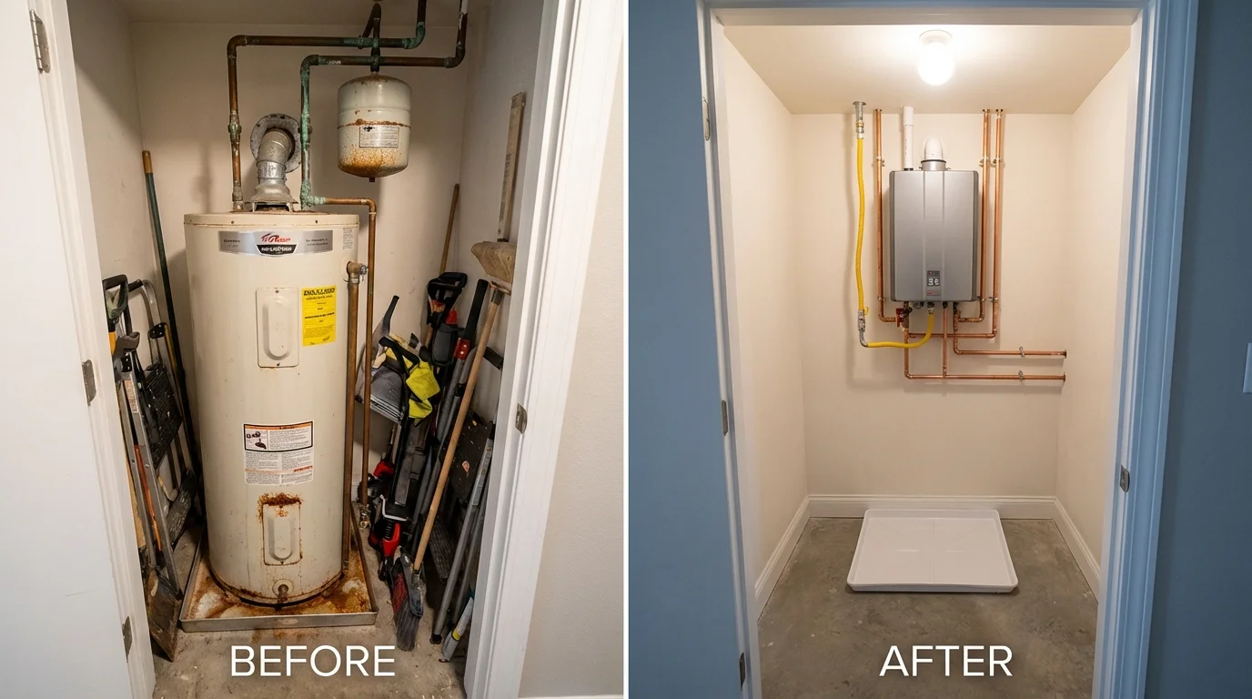 Tank water heater versus wall-mounted tankless unit comparison for Dundee, NY homeowners